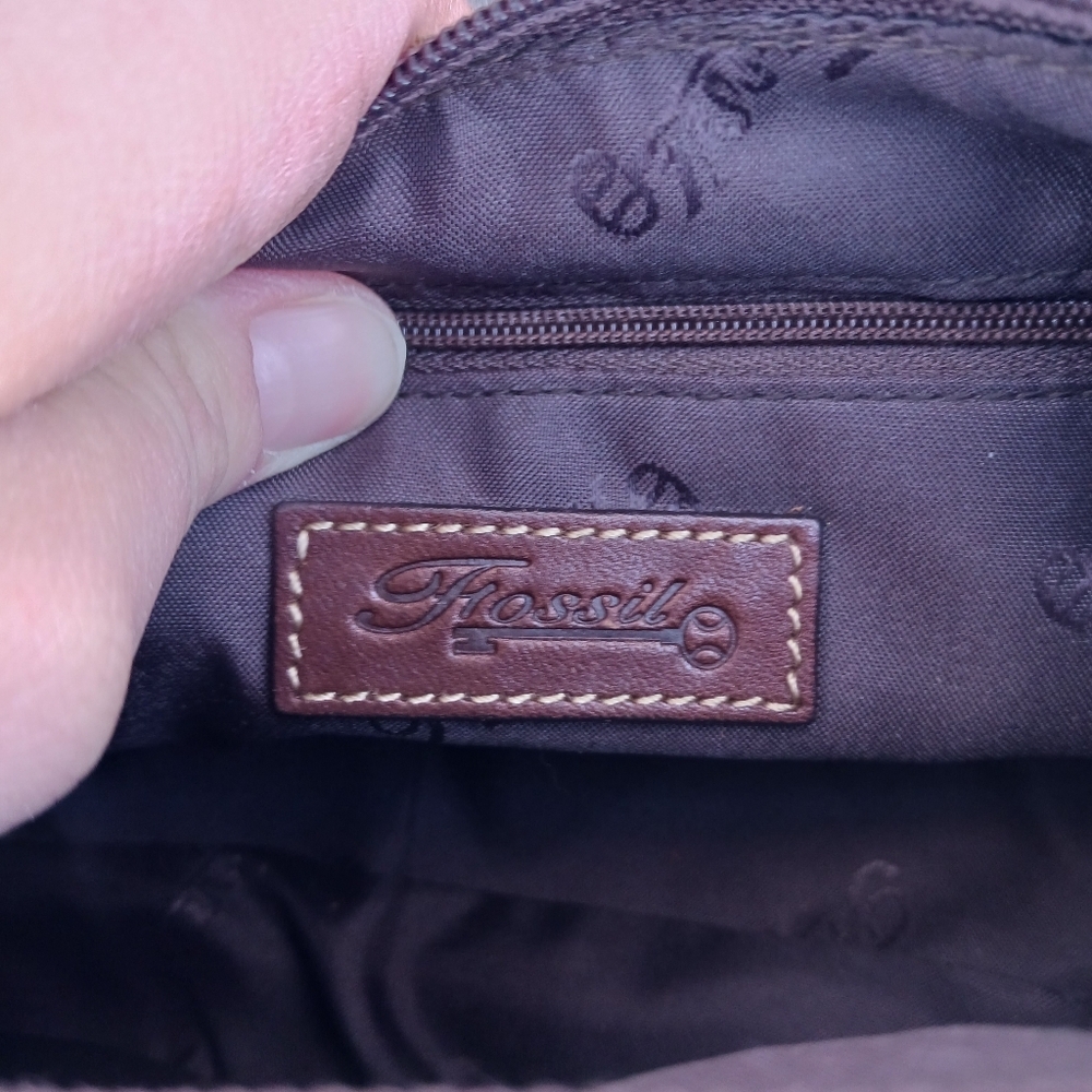 Vtg 395 Fossil Hobo Handbag Bag‎ Suede and Braided Leather Tassle Y2K - Picture 15 of 16